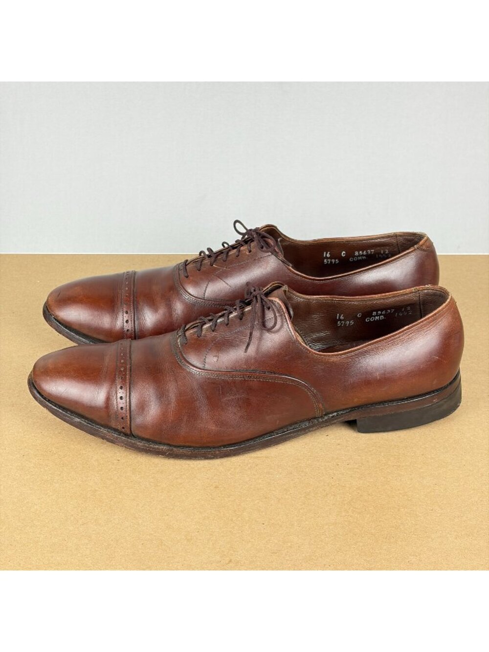 Allen Edmonds Fifth Avenue Cap Toe Leather Oxfords Mens 16 Brown Dress Shoes